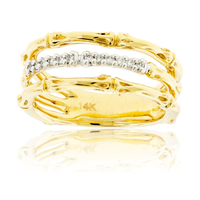 Yellow Gold Diamond Textured Ring - Park City Jewelers