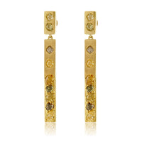 Yellow Gold Fancy Colored Diamond Dangle Bar Earrings - Park City Jewelers