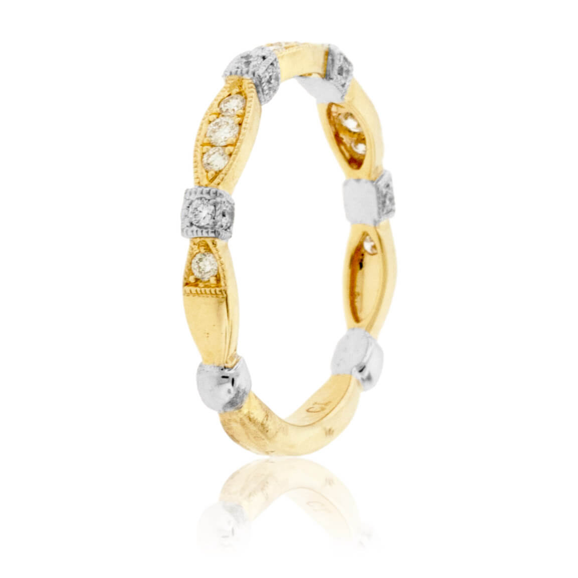 Yellow Gold Marquise Shape Round Diamond Style Band - Park City Jewelers