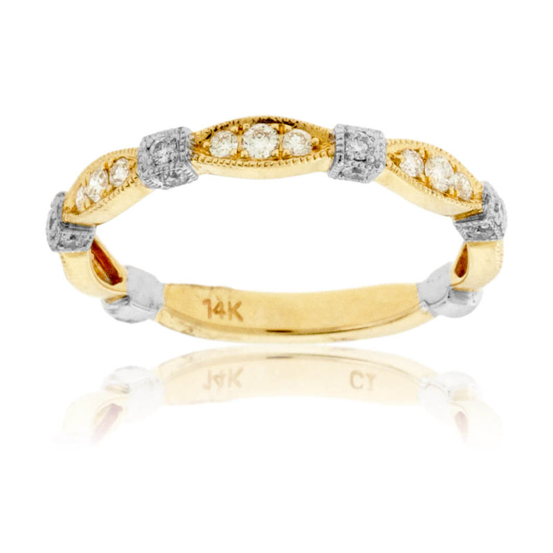Yellow Gold Marquise Shape Round Diamond Style Band - Park City Jewelers
