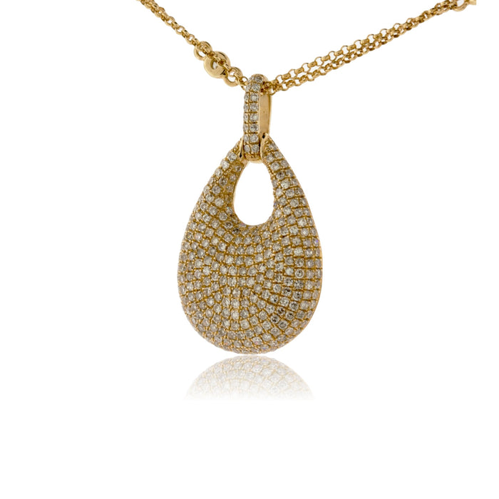Yellow Gold Pave Diamond Pendant with Chain - Park City Jewelers