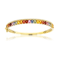 Yellow Gold Rainbow Sapphire and Diamond Accented Bracelet - Park City Jewelers