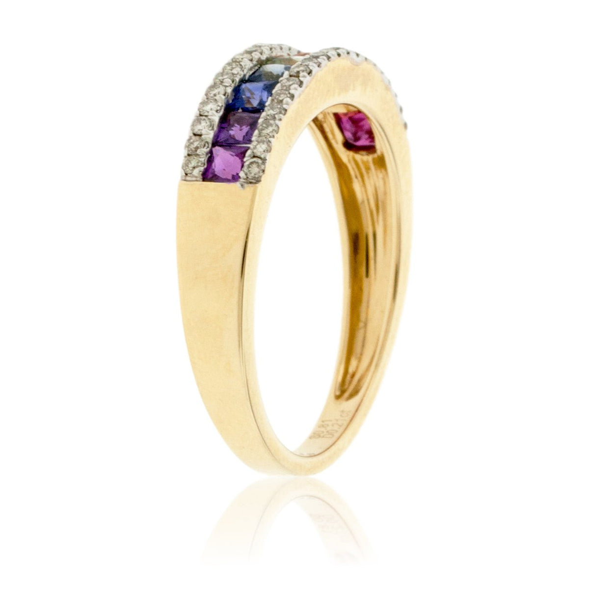 Yellow Gold Rainbow Sapphire and Diamond Ring - Park City Jewelers