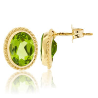 Yellow Gold Rope & Peridot Rope Stud Earrings - Park City Jewelers