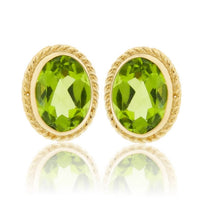 Yellow Gold Rope & Peridot Rope Stud Earrings - Park City Jewelers