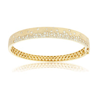 Yellow Gold Satin Finish Flush Set Diamond Bracelet - Park City Jewelers