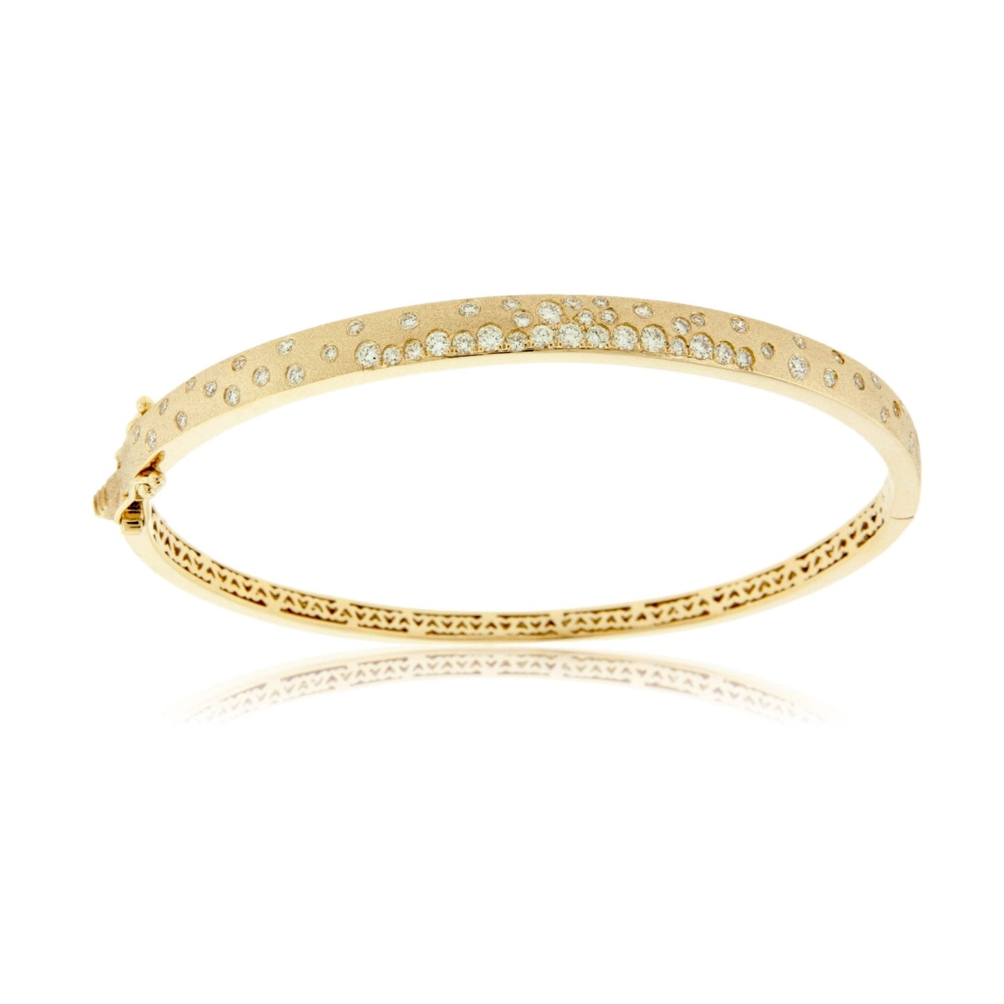Yellow Gold Satin Finish Flush Set Diamond Bracelet - Park City Jewelers