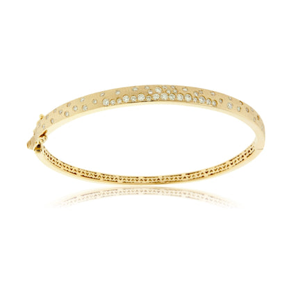 Yellow Gold Satin Finish Flush Set Diamond Bracelet - Park City Jewelers