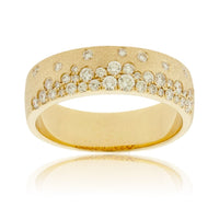 Yellow Gold Satin Finish Flush Set Diamond Ring - Park City Jewelers