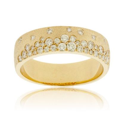 Yellow Gold Satin Finish Flush Set Diamond Ring - Park City Jewelers