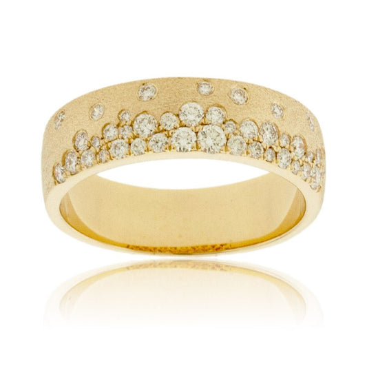 Yellow Gold Satin Finish Flush Set Diamond Ring - Park City Jewelers