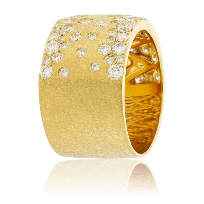 Yellow Gold Satin Finish Flush Set Diamond Ring - Park City Jewelers