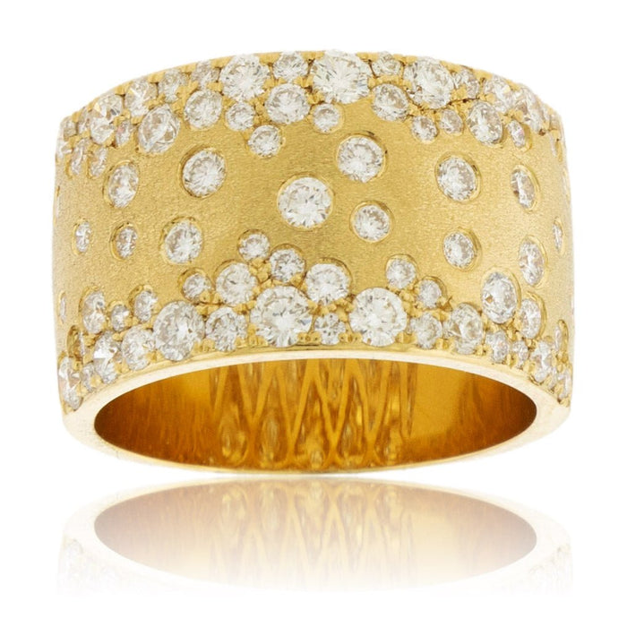 Yellow Gold Satin Finish Flush Set Diamond Ring - Park City Jewelers