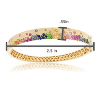 Yellow Gold Satin Finish Flush Set Rainbow Sapphire Bracelet - Park City Jewelers