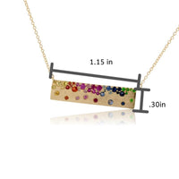 Yellow Gold Satin Finish Flush Set Rainbow Sapphire Necklace - Park City Jewelers