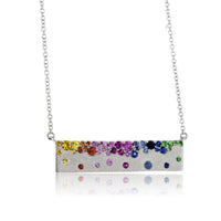 Yellow Gold Satin Finish Flush Set Rainbow Sapphire Necklace - Park City Jewelers