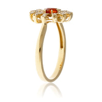 Yellow Gold Sun Style Ring with Diamond and Orange Sapphire - Park City Jewelers