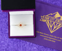 Yellow Gold Sun Style Ring with Diamond and Orange Sapphire - Park City Jewelers