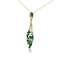Yellow Gold Tsavorite, Blue Sapphire & Diamond Necklace - Park City Jewelers