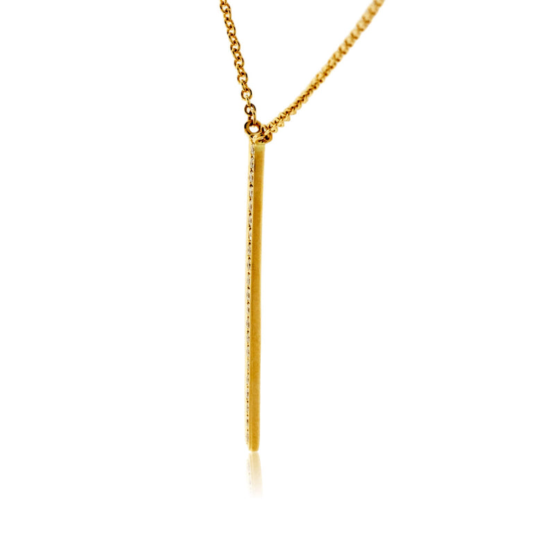 Yellow Gold Vertical Diamond Bar Pendant w/Chain - Park City Jewelers