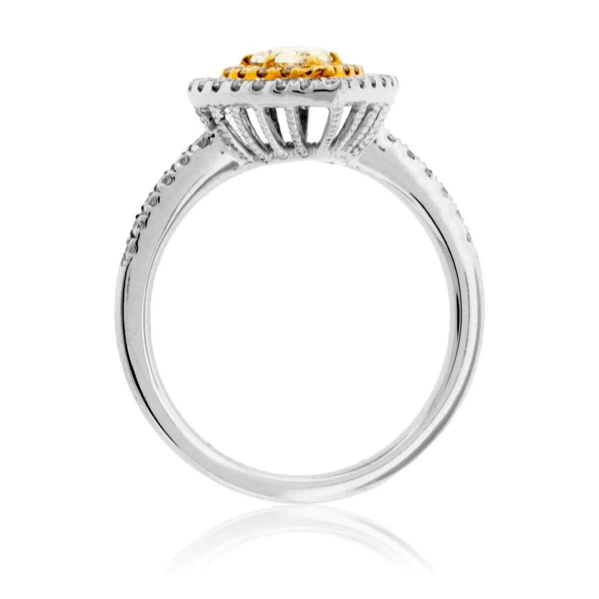 Yellow Pear Shaped Diamond & Double Diamond Halo Style Ring - Park City Jewelers