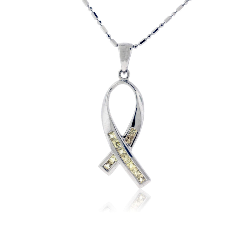 Yellow Sapphire Awareness Ribbon Pendant - Park City Jewelers